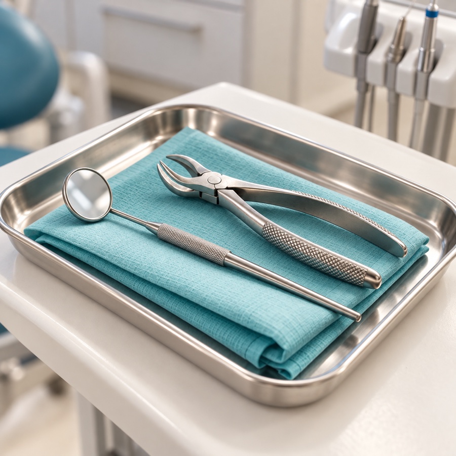 Sterilised instruments for outpatient oral surgery