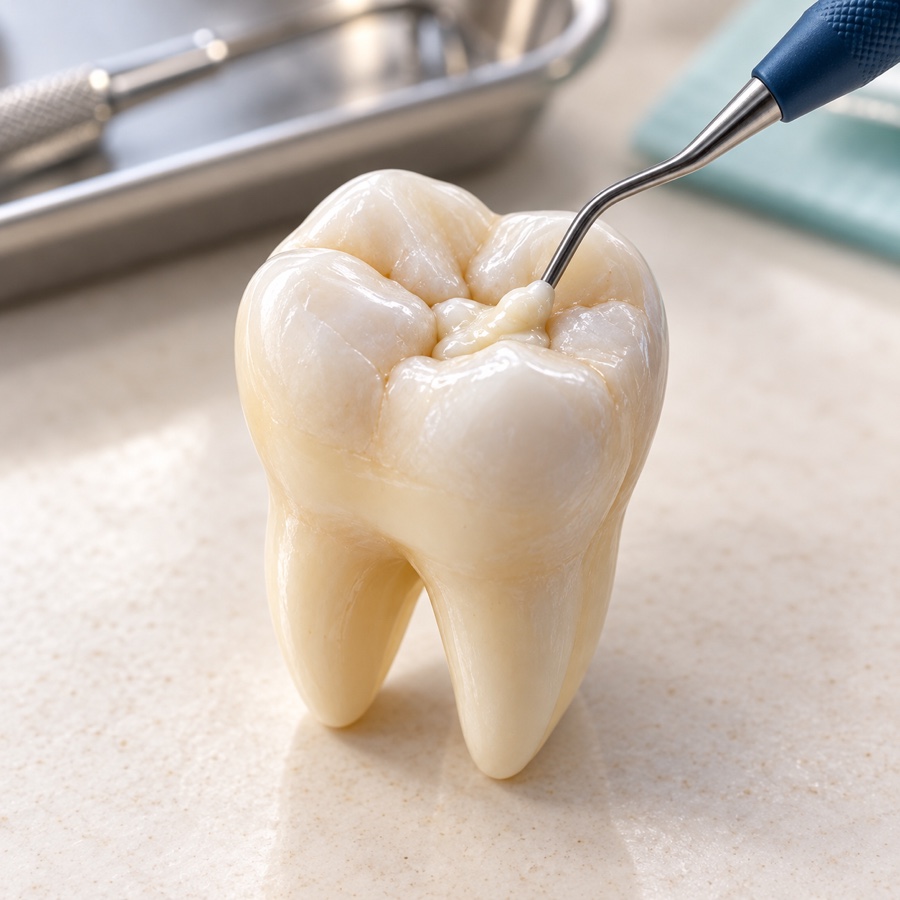 Dental model and restorative dentistry instrument